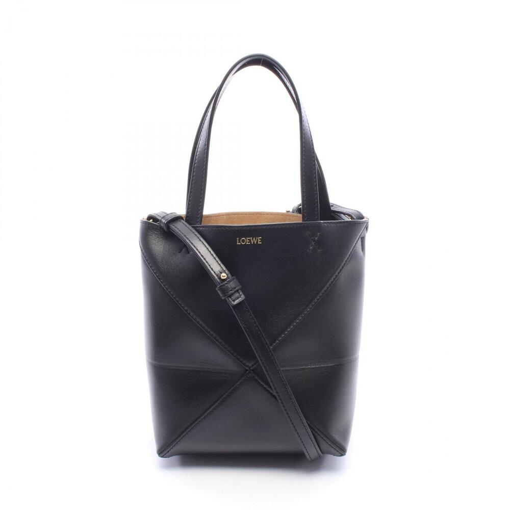 Loewe Puzzlefold Mini 2-Way Handbag, Leather, Women's, Black (A657V25X01)